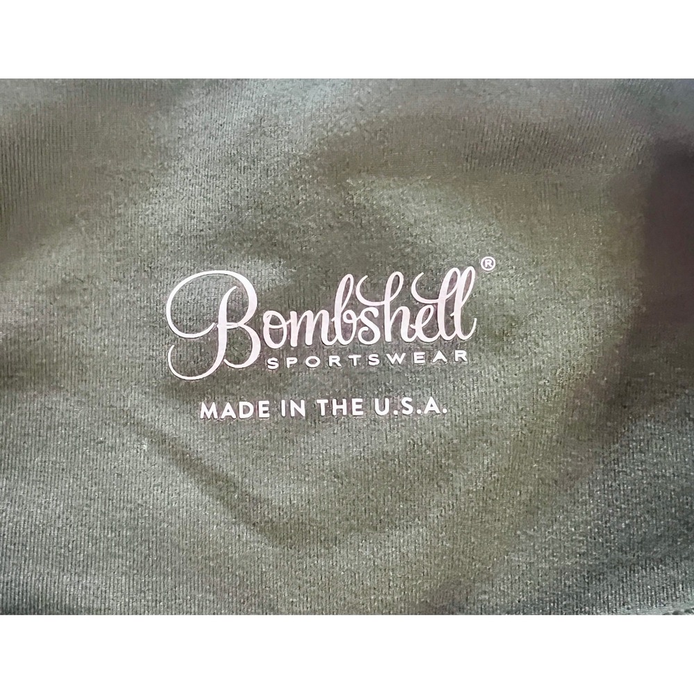 Bombshell USA Leggings Olive Green High Waist Pocket Gym Pants S - Picture 4 of 7